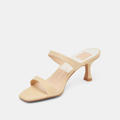Genora Lt Natural Woven Raffia Heels | Dolce Vita