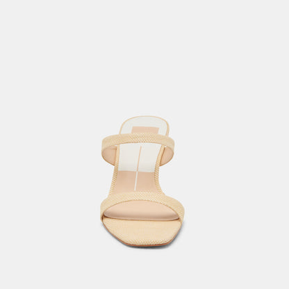 Genora Lt Natural Woven Raffia Heels | Dolce Vita