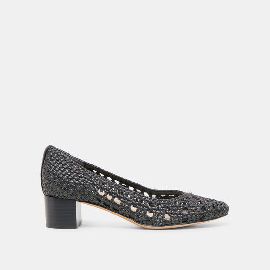 Lula Black Woven Raffia Heels | Dolce Vita