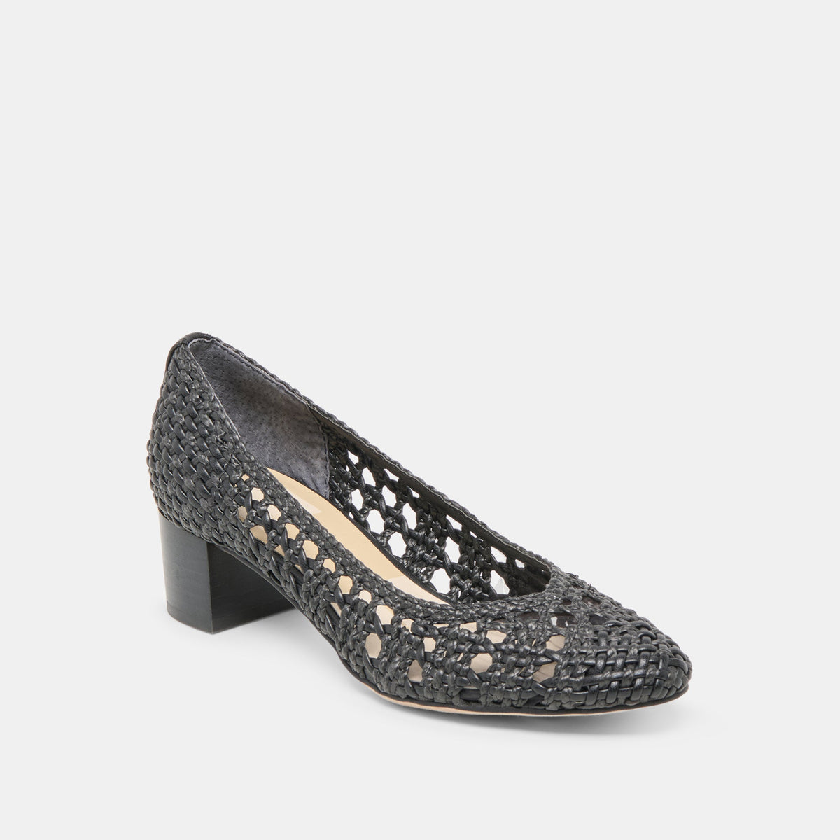 Lula Black Woven Raffia Heels | Dolce Vita