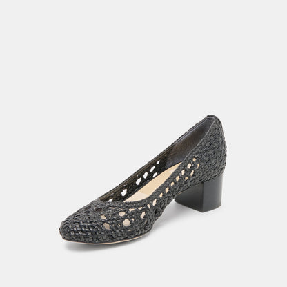 Lula Black Woven Raffia Heels | Dolce Vita