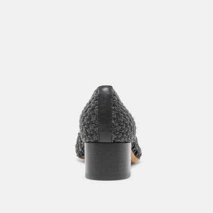 Lula Black Woven Raffia Heels | Dolce Vita