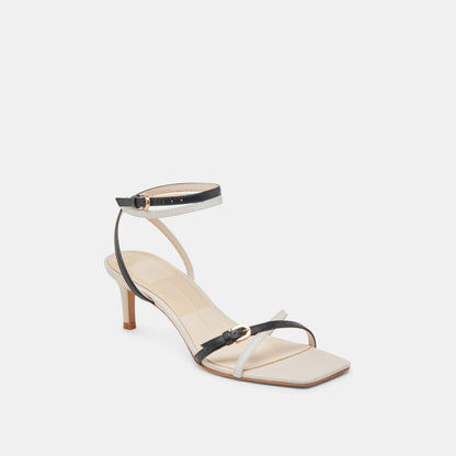 BAMBY HEELS WHITE BLACK LEATHER | Dolce Vita