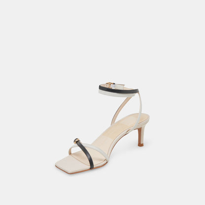 BAMBY HEELS WHITE BLACK LEATHER | Dolce Vita