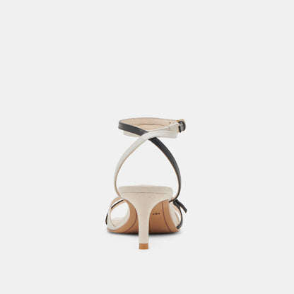 BAMBY HEELS WHITE BLACK LEATHER | Dolce Vita