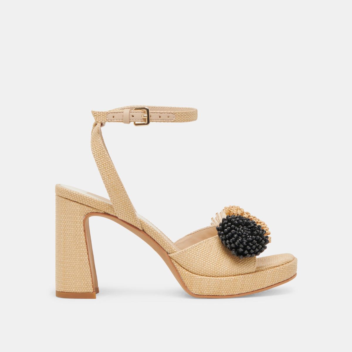 OLIVEA HEELS BLACK NATURAL RAFFIA | Dolce Vita