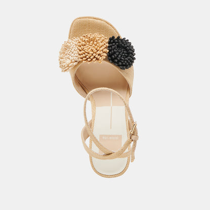 OLIVEA HEELS BLACK NATURAL RAFFIA | Dolce Vita