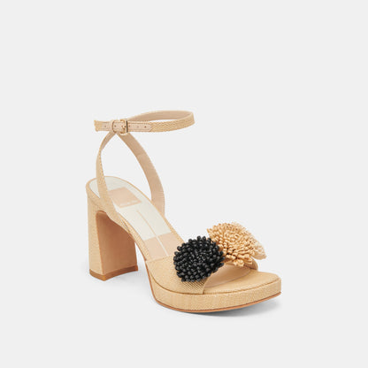 OLIVEA HEELS BLACK NATURAL RAFFIA | Dolce Vita