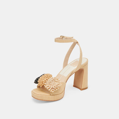 OLIVEA HEELS BLACK NATURAL RAFFIA | Dolce Vita