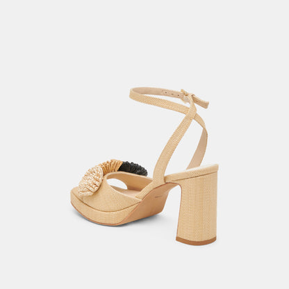 OLIVEA HEELS BLACK NATURAL RAFFIA | Dolce Vita