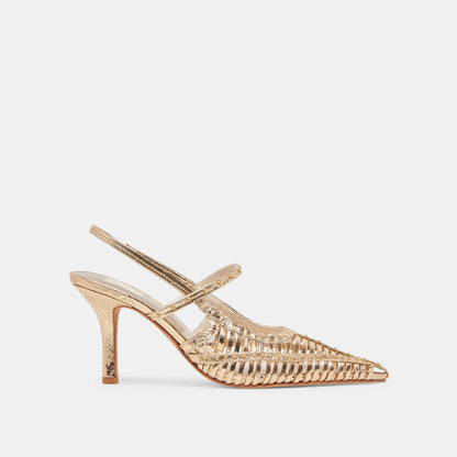 HENSAL HEELS GOLD DISTRESSED LEATHER | Dolce Vita