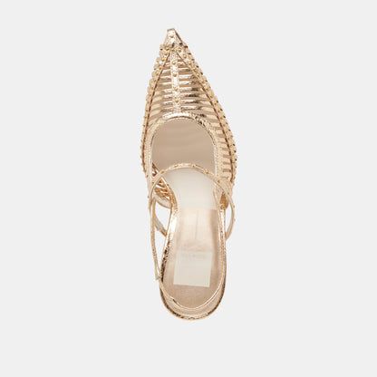 HENSAL HEELS GOLD DISTRESSED LEATHER | Dolce Vita