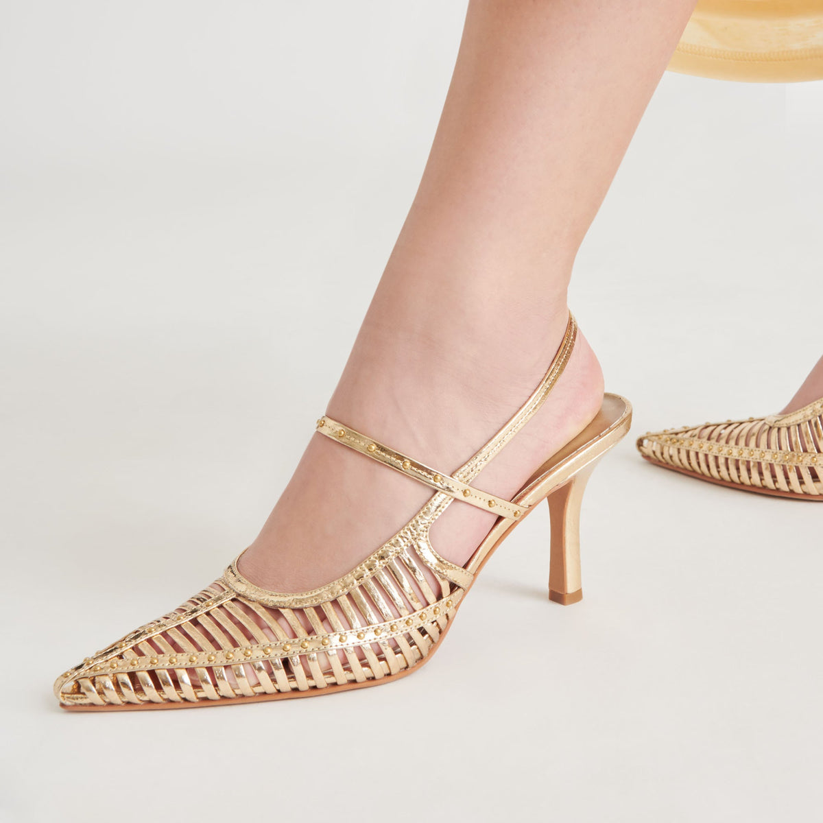 HENSAL HEELS GOLD DISTRESSED LEATHER | Dolce Vita