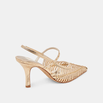 HENSAL HEELS GOLD DISTRESSED LEATHER | Dolce Vita