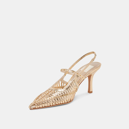HENSAL HEELS GOLD DISTRESSED LEATHER | Dolce Vita