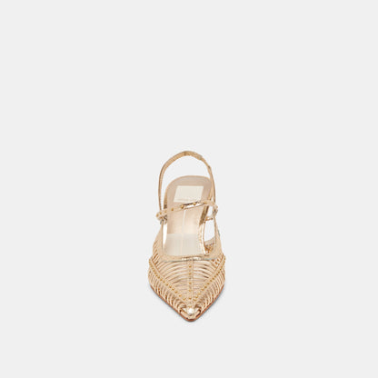 HENSAL HEELS GOLD DISTRESSED LEATHER | Dolce Vita