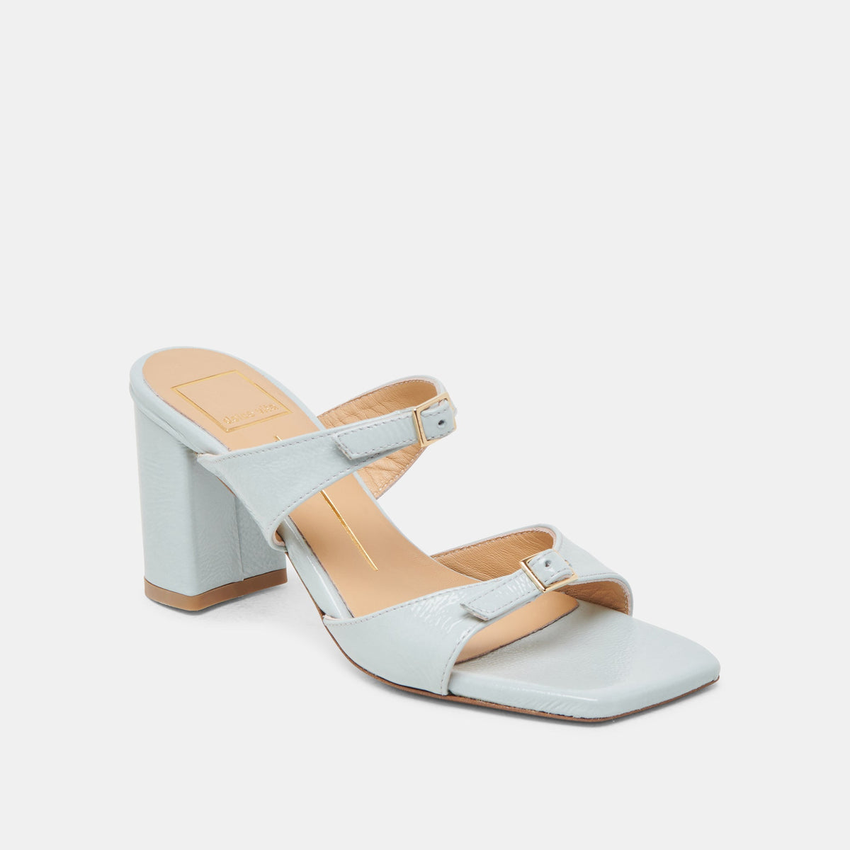 SHANE HEELS ICE BLUE CRINKLE PATENT | Dolce Vita