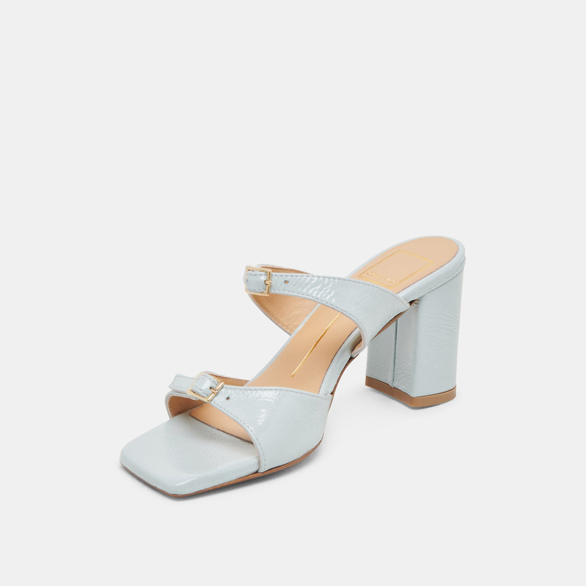 SHANE HEELS ICE BLUE CRINKLE PATENT | Dolce Vita