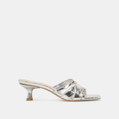 BRYANT HEELS SILVER DISTRESSED LEATHER | Dolce Vita