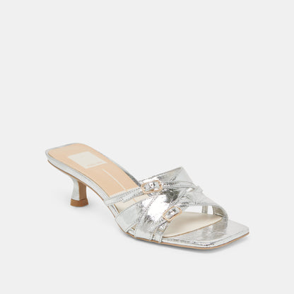 BRYANT HEELS SILVER DISTRESSED LEATHER | Dolce Vita