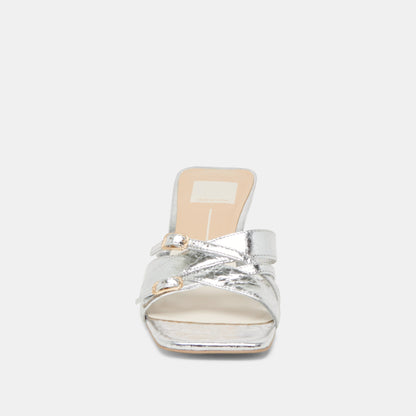 BRYANT HEELS SILVER DISTRESSED LEATHER | Dolce Vita