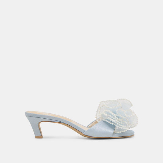NARITA PEARL HEELS LIGHT BLUE SATIN | Dolce Vita