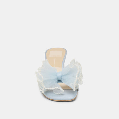 NARITA PEARL HEELS LIGHT BLUE SATIN | Dolce Vita