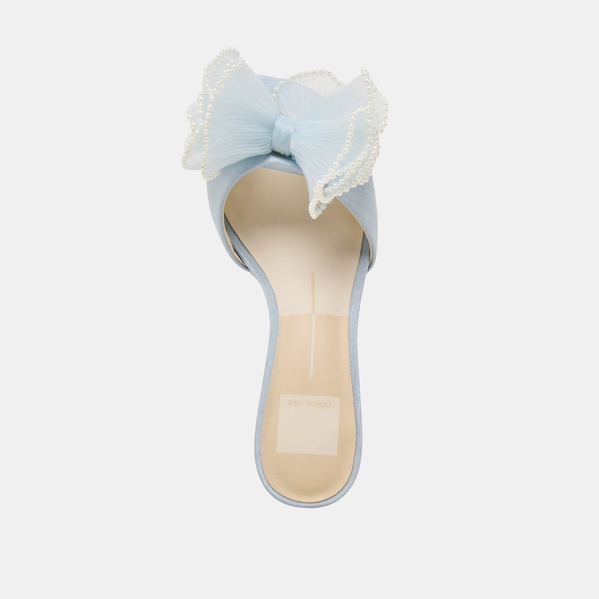 NARITA PEARL HEELS LIGHT BLUE SATIN | Dolce Vita