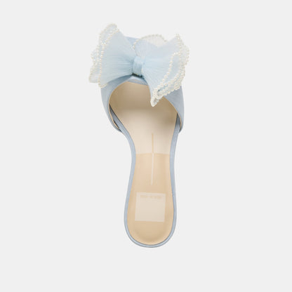 NARITA PEARL HEELS LIGHT BLUE SATIN | Dolce Vita