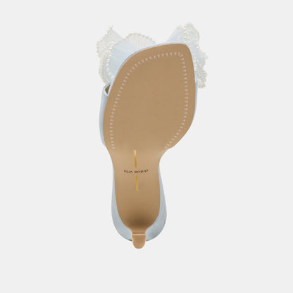 NARITA PEARL HEELS LIGHT BLUE SATIN | Dolce Vita