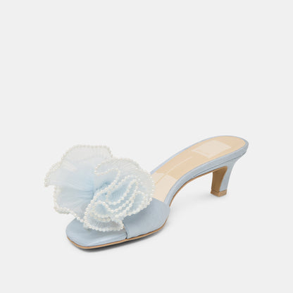 NARITA PEARL HEELS LIGHT BLUE SATIN | Dolce Vita