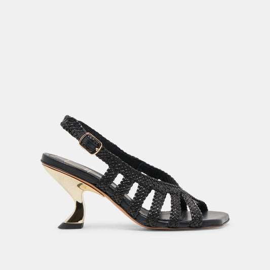 SICILY HEELS BLACK WOVEN LEATHER | Dolce Vita