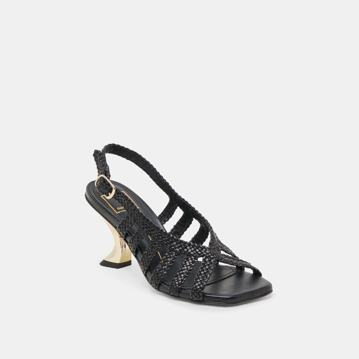 SICILY HEELS BLACK WOVEN LEATHER | Dolce Vita