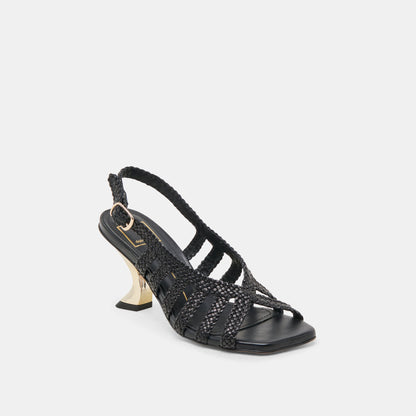 SICILY HEELS BLACK WOVEN LEATHER | Dolce Vita