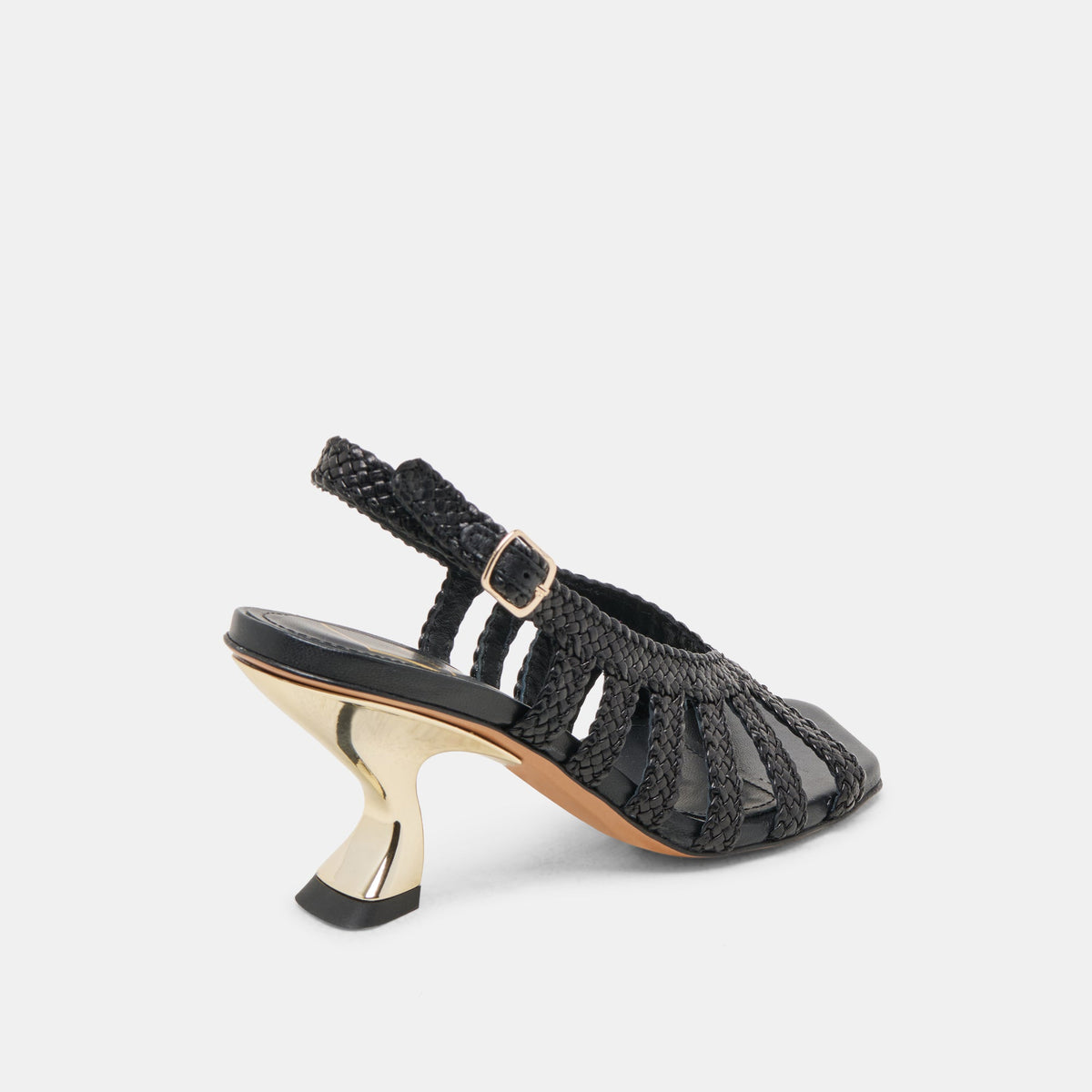 SICILY HEELS BLACK WOVEN LEATHER | Dolce Vita