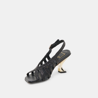 SICILY HEELS BLACK WOVEN LEATHER | Dolce Vita