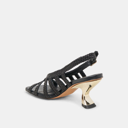 SICILY HEELS BLACK WOVEN LEATHER | Dolce Vita