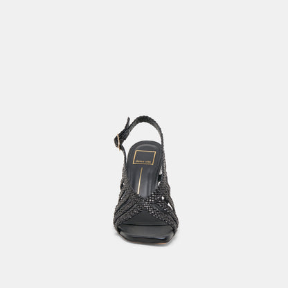 SICILY HEELS BLACK WOVEN LEATHER | Dolce Vita