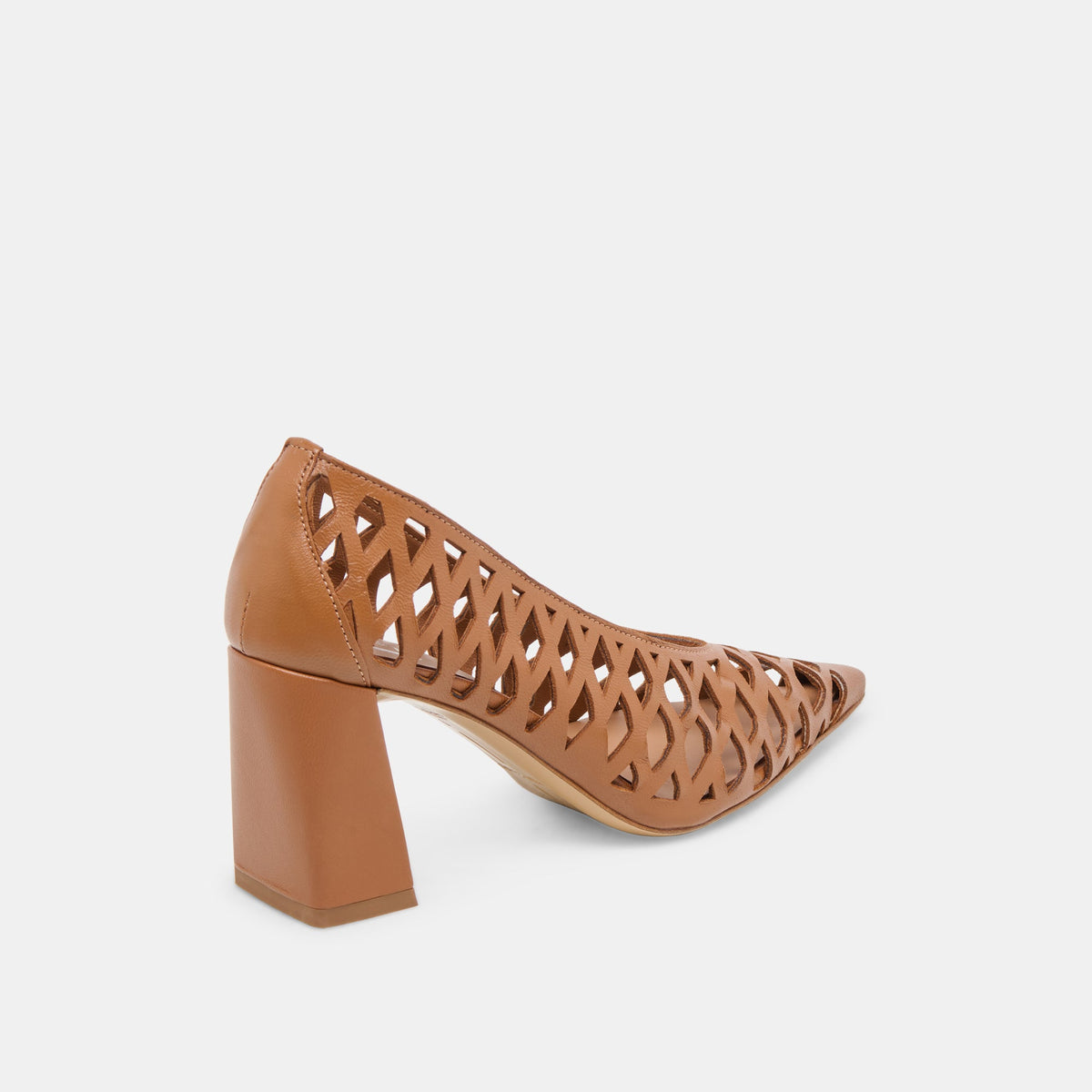 Tanya Cognac Woven Leather Heels | Dolce Vita
