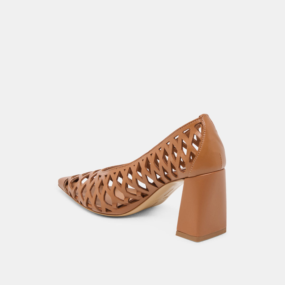 Tanya Cognac Woven Leather Heels | Dolce Vita
