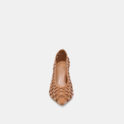 Tanya Cognac Woven Leather Heels | Dolce Vita