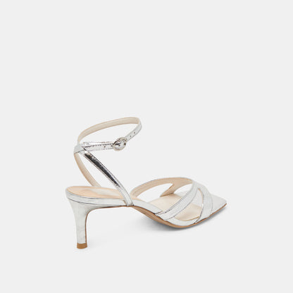 BECKI HEELS SILVER DISTRESSED LEATHER | Dolce Vita