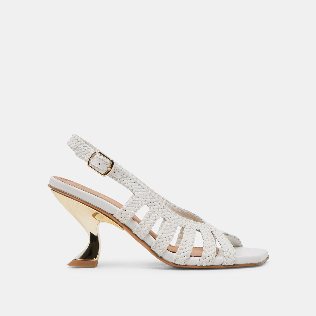 SICILY HEELS WHITE WOVEN LEATHER | Dolce Vita