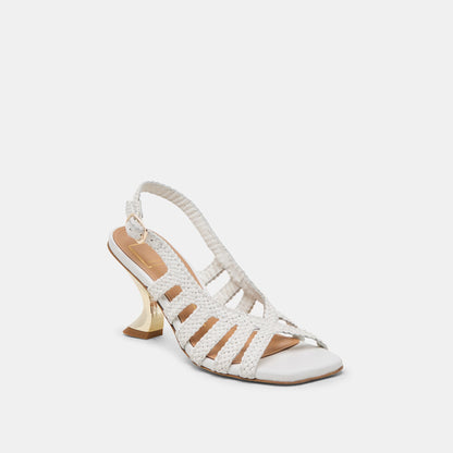 SICILY HEELS WHITE WOVEN LEATHER | Dolce Vita