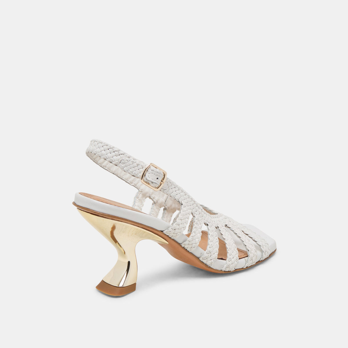 SICILY HEELS WHITE WOVEN LEATHER | Dolce Vita