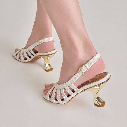 SICILY HEELS WHITE WOVEN LEATHER | Dolce Vita