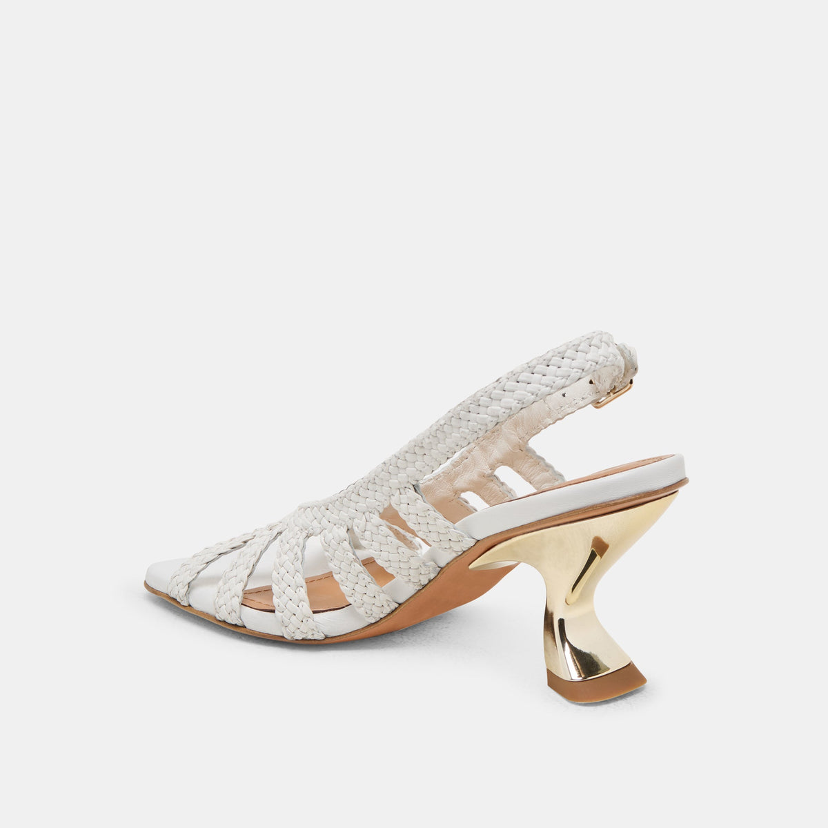 SICILY HEELS WHITE WOVEN LEATHER | Dolce Vita