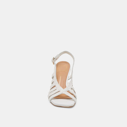 SICILY HEELS WHITE WOVEN LEATHER | Dolce Vita