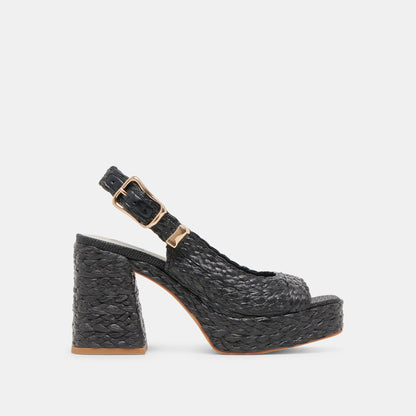 FLORES HEELS ONYX RAFFIA | Dolce Vita