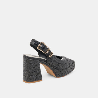 FLORES HEELS ONYX RAFFIA | Dolce Vita